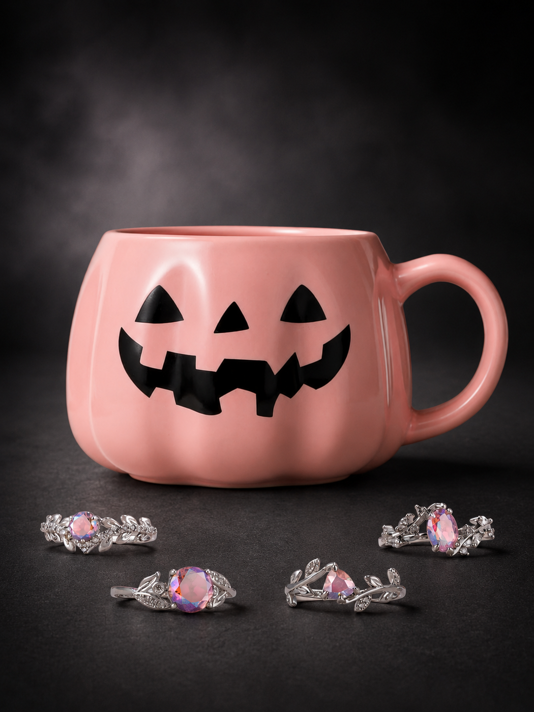 ⁠Pink Pumpkin Mug Candle - Nature Ring Collection